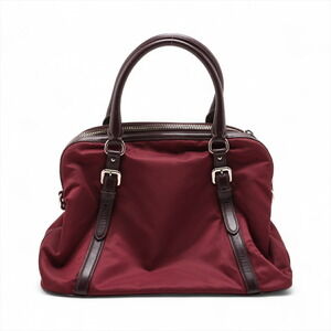 Prada Leather Bordeaux Nylon Purple Handbag Tessuto